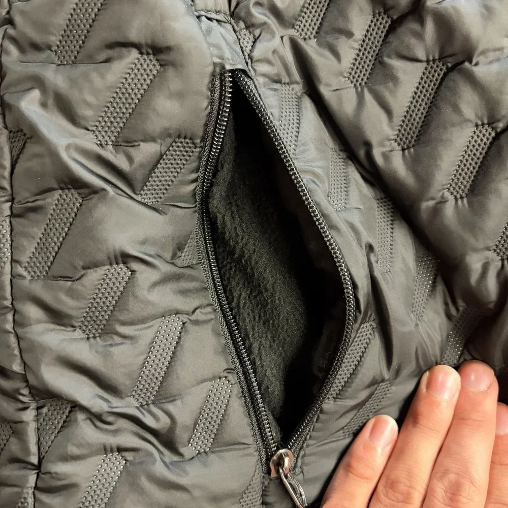 New Balance Puffer Tech Vest Mens Small Black Graphite Quilted Full Zip PO 8727